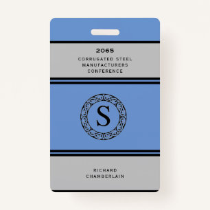 Blue & Grey Conference Badge with Logo