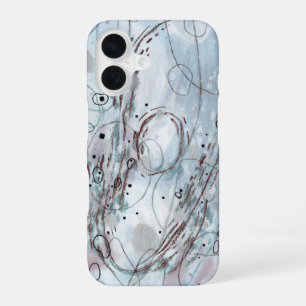 Blue Grey Contemporary Abstract Design iPhone 16 Case