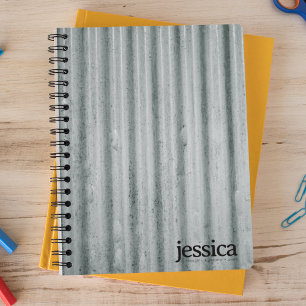 Blue-Grey Corrugated Steel Modern Typography Notebook