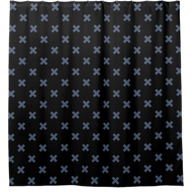 Blue-grey cross stitches on black (Front)