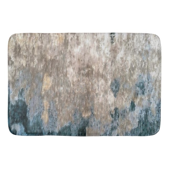 Blue Grey Decorative Abstract Artwork Bath Mat (Front)