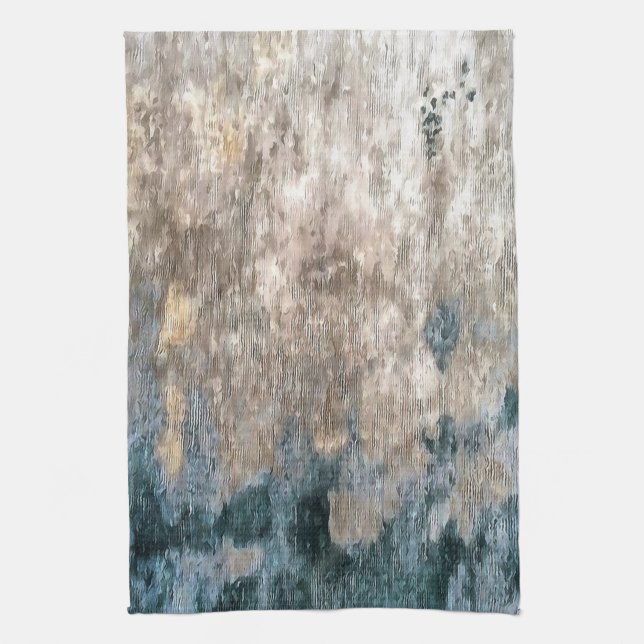 Blue Grey Decorative Abstract Artwork Kitchen Towel (Vertical)