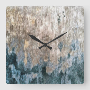 Blue Grey Decorative Abstract Artwork Square Wall Clock