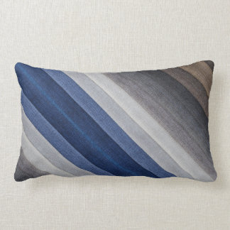 Blue Grey Diagonal Stripe Modern Lumbar Pillow