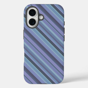 Blue-grey diagonal stripes iPhone 16 case