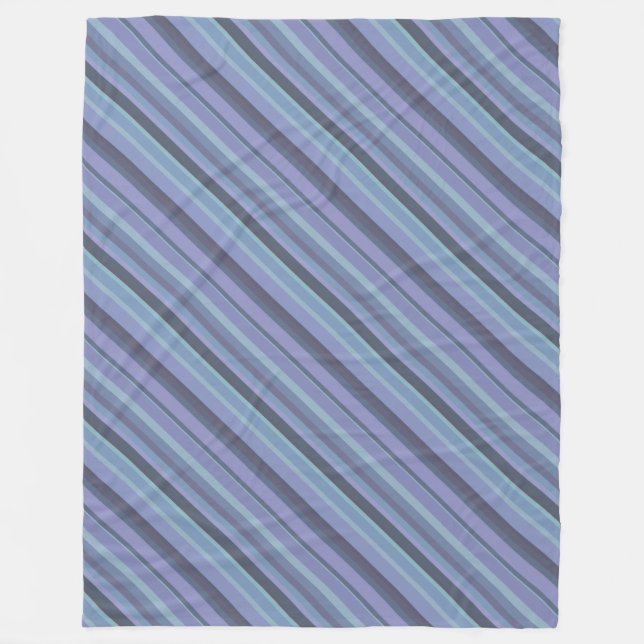 Blue-grey diagonal stripes fleece blanket (Front)