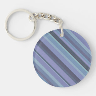 Blue-grey diagonal stripes keychain