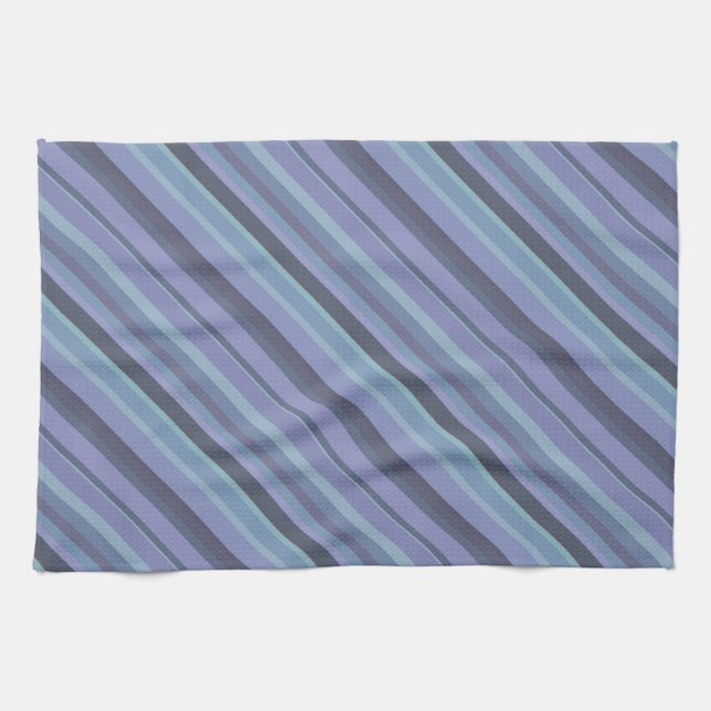 Blue-grey diagonal stripes kitchen towel (Horizontal)