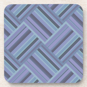 Blue-grey diagonal stripes weave pattern coaster