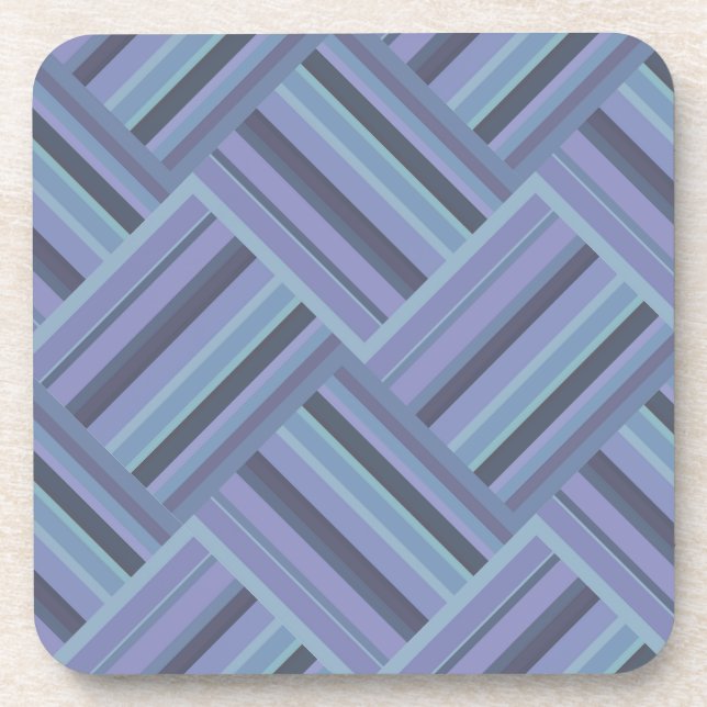 Blue-grey diagonal stripes weave pattern coaster (Front)