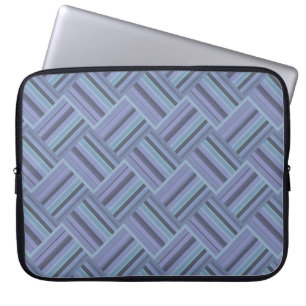 Blue-grey diagonal stripes weave pattern laptop sleeve