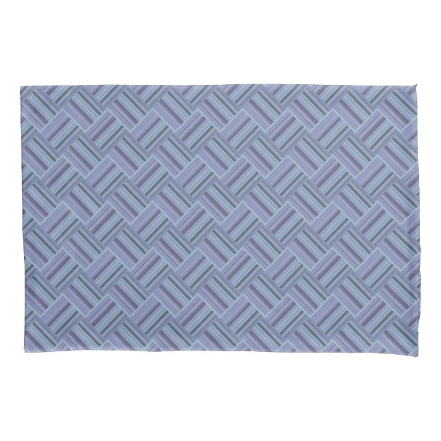 Blue-grey diagonal stripes weave pattern pillowcase (Front)
