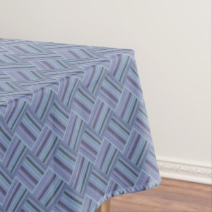 Blue-grey diagonal stripes weave pattern tablecloth