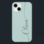 Blue Grey Elegant Calligraphy Script Name Case-<br><div class="desc">Blue Grey Elegant Calligraphy Script Custom Personalized Name iPhone 14 Smart Phone Cases features a modern and trendy simple and stylish design with your personalized name in elegant hand written calligraphy script typography on a opal blue background. Designed by ©Evco Studio www.zazzle.com/store/evcostudio</div>