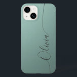 Blue Grey Elegant Calligraphy Script Name Case-Mate iPhone 14 Case<br><div class="desc">Blue Shimmer Grey Elegant Calligraphy Script Custom Personalized Name iPhone 14 Smart Phone Cases features a modern and trendy simple and stylish design with your personalized name in elegant hand written calligraphy script typography on a metallic opal blue shimmer background. Designed by ©Evco Studio www.zazzle.com/store/evcostudio</div>