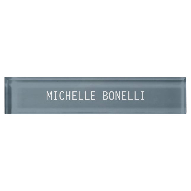 Blue Grey Elegant Plain Legible Modern Nameplate (Front)