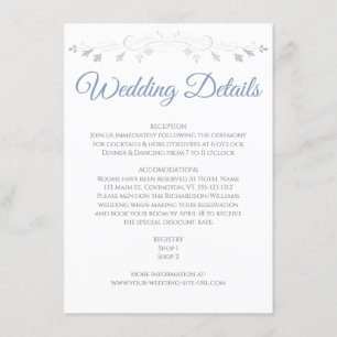 Blue Grey Elegant Wedding Details Enclosure Card
