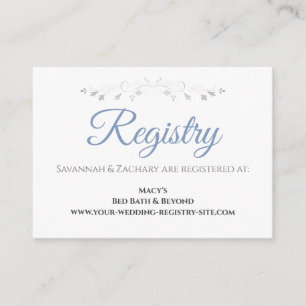 Blue & Grey Elegant Wedding Registry Enclosure Card