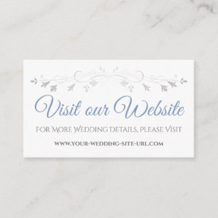 Blue Grey Elegant Wedding Visit Our Website Card