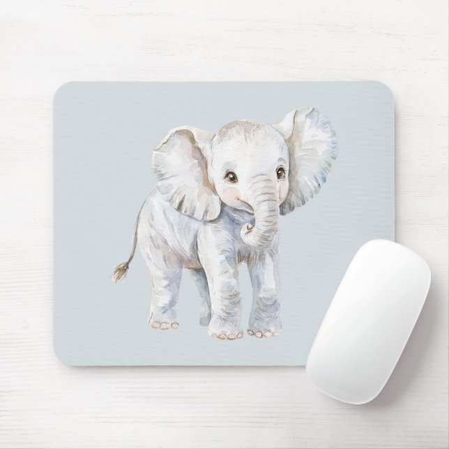 Blue Grey Elephant Mouse Pad (With Mouse)