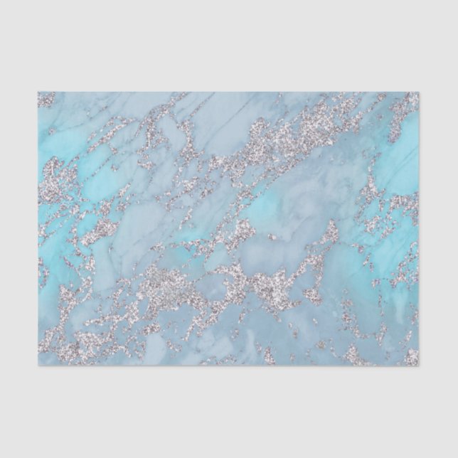 blue grey faux glitter marble stone texture tissue paper (Front)
