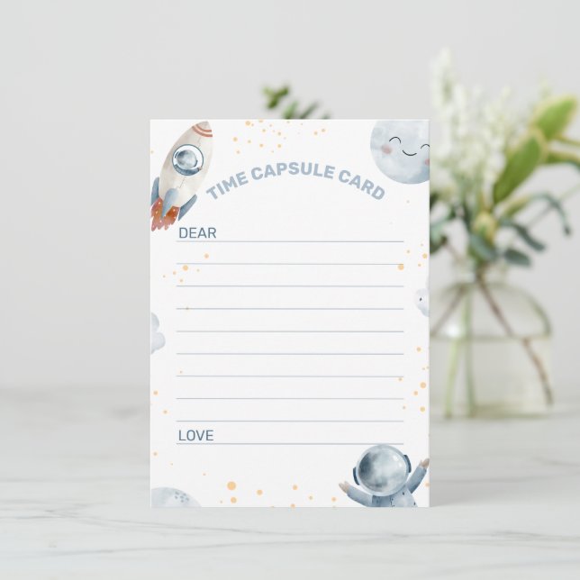 Blue Grey First Trip Around Sun Time Capsule Card (Standing Front)