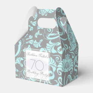 Blue Grey Floral 70th Birthday Thank You Favour Bo Favor Box