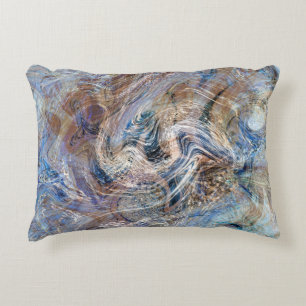 Blue Grey Fluid Marbling Illustration Accent Pillow