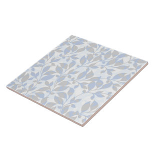 Blue grey foliage pattern tile