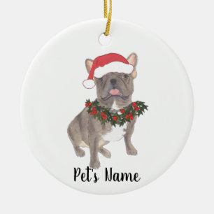Blue Grey Frenchie Christmas Ornament