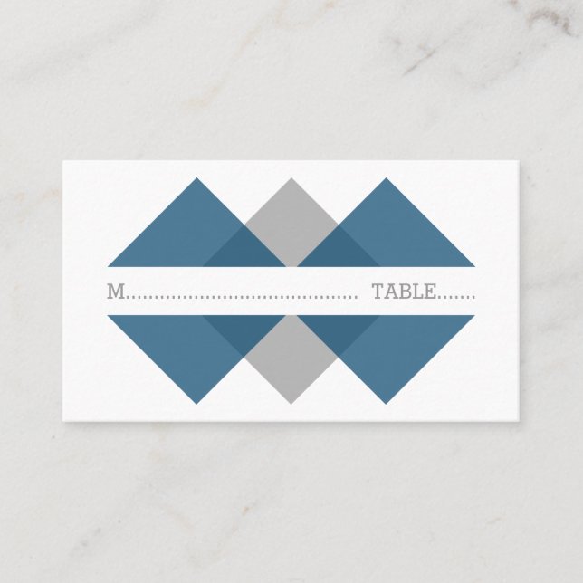 Blue Grey Geometric Triad Place Card (Front)