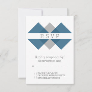 Blue Grey Geometric Triad RSVP Card