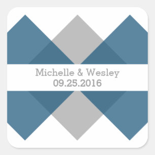 Blue Grey Geometric Triad Wedding Stickers