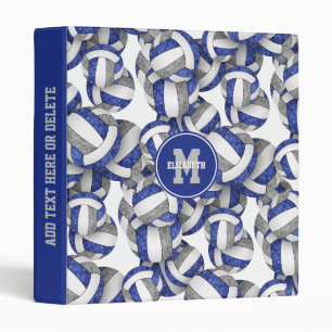 blue grey girls school colours volleyball pattern binder