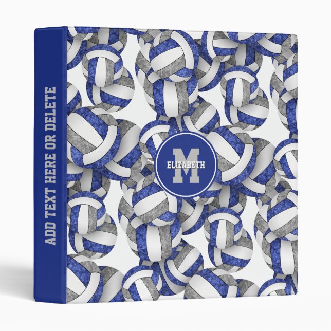 blue grey girls school colours volleyball pattern binder (Front/Spine)