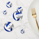 blue grey girly volleyball birthday party confetti<br><div class="desc">This cute volleyball birthday party confetti features the image of a stylized volleyball with blue, grey and white panels on the front and back of each confetti piece, upon which you can customize the text on the front and back - the blue and grey panels of the volleyball are blended...</div>