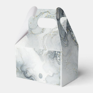 Blue Grey & Gold Beachy Watercolor Beach Wedding Favor Box