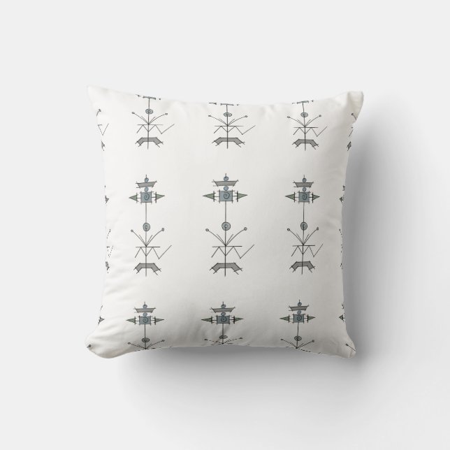 Blue Grey Green Geometric-Abstract Pattern Throw Pillow (Front)