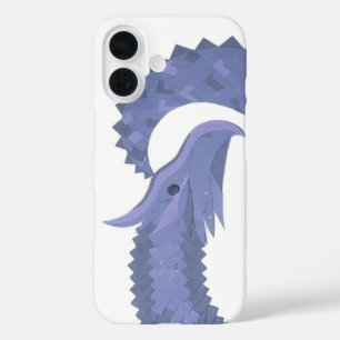 Blue-grey heart dragon on white iPhone 16 case