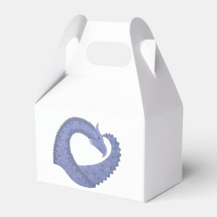 Blue-grey heart dragon on white favor box