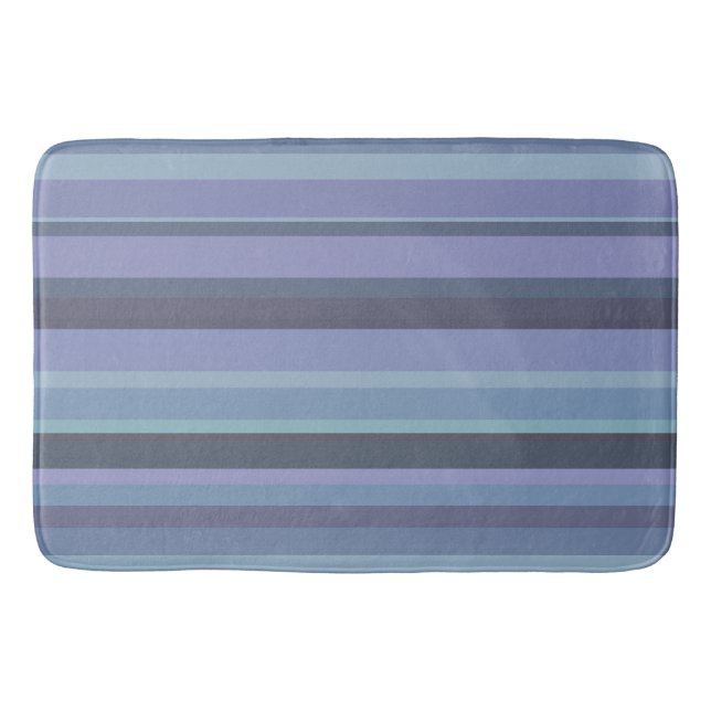 Blue-grey horizontal stripes bath mat (Front)