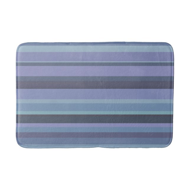 Blue-grey horizontal stripes bath mat (Front)