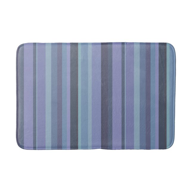 Blue-grey horizontal stripes bath mat (Front)