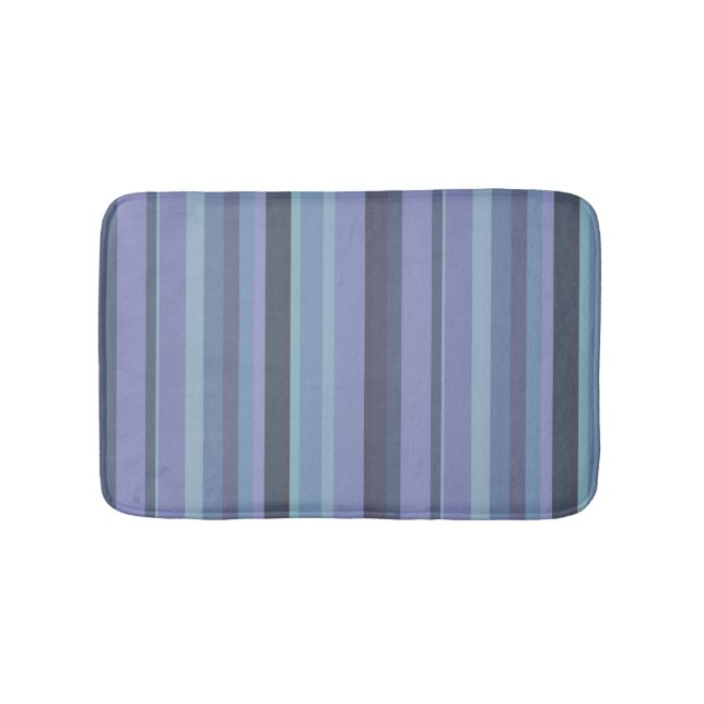 Blue-grey horizontal stripes bath mat (Front)