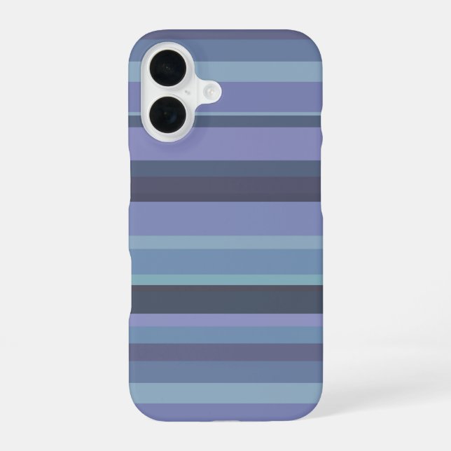 Blue-grey horizontal stripes iPhone 16 case (Back)