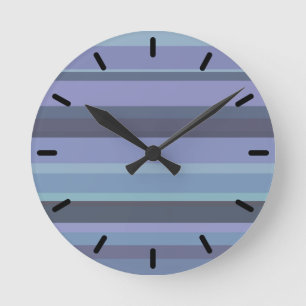 Blue-grey horizontal stripes round clock