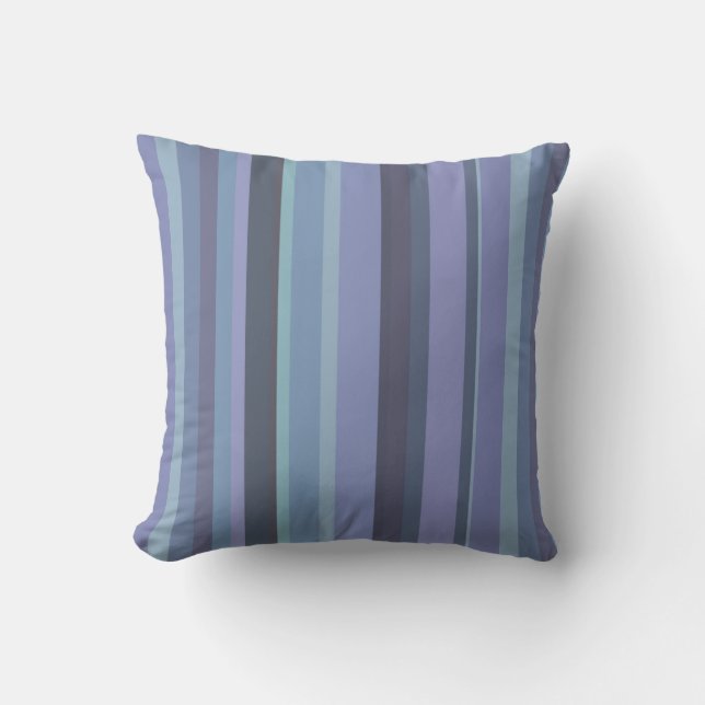 Blue-grey horizontal stripes throw pillow (Front)