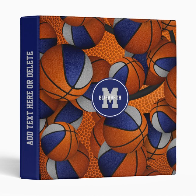 blue grey kids teens basketball team colours binder (Front/Spine)