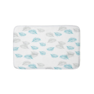 Blue & Grey Leaves Pattern  Bath Mat