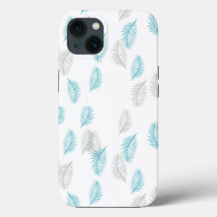 Blue & Grey Leaves Pattern  iPhone 13 Case
